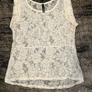 Full Tilt Lace Sleeveless Blouse - White